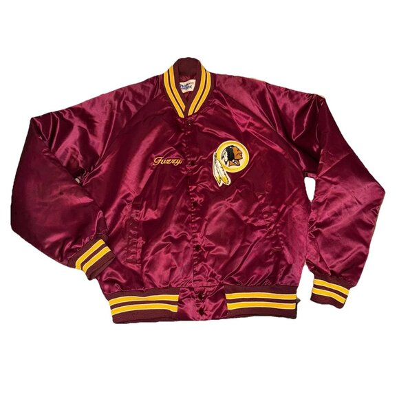 Chalk Line Fuzzy Rare Maroon Washington Redskins Satin Vintage Jacket Large - Picture 1 of 5